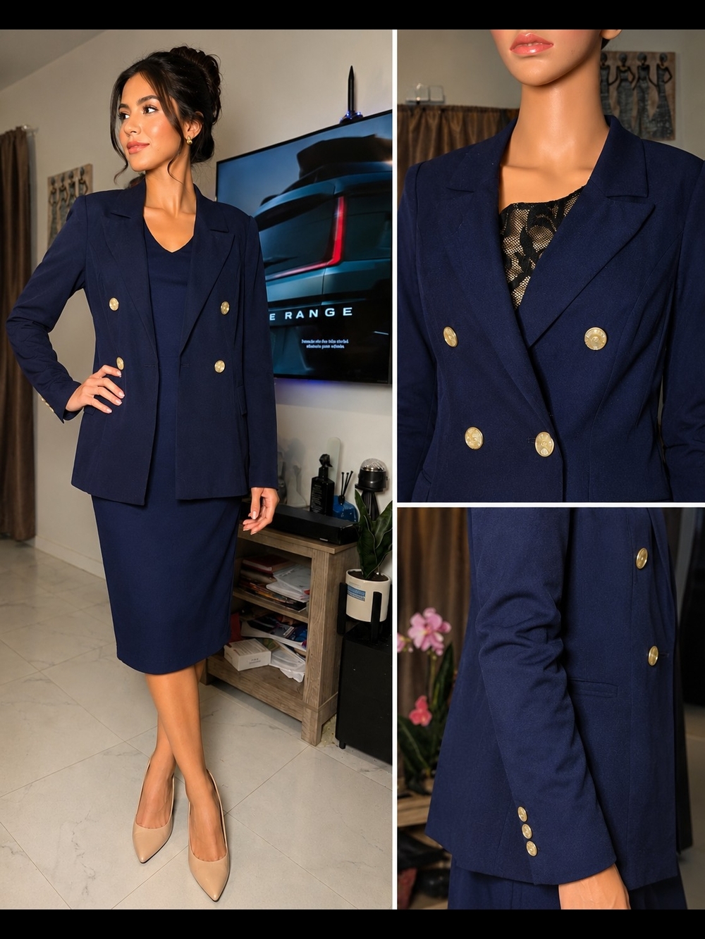 VENUS Navy Satin-Lined Jacket
